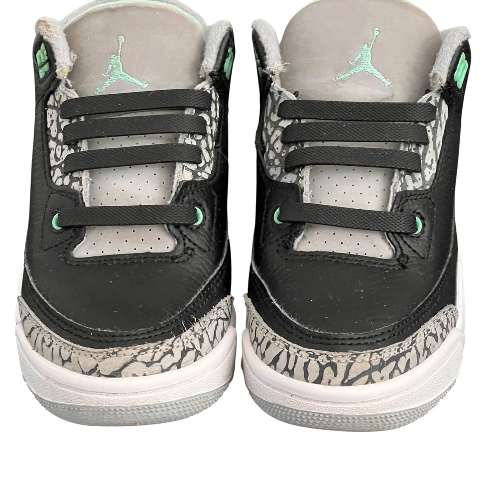 Jordan 3 Retro PS Green Glow Black Wolf Grey DM0966-031 Size 11C Kids Sneakers - Picture 2 of 14